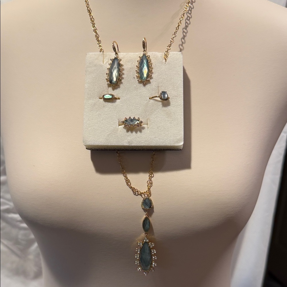 Ann Taylor Gold Necklace with Blue Gemstones